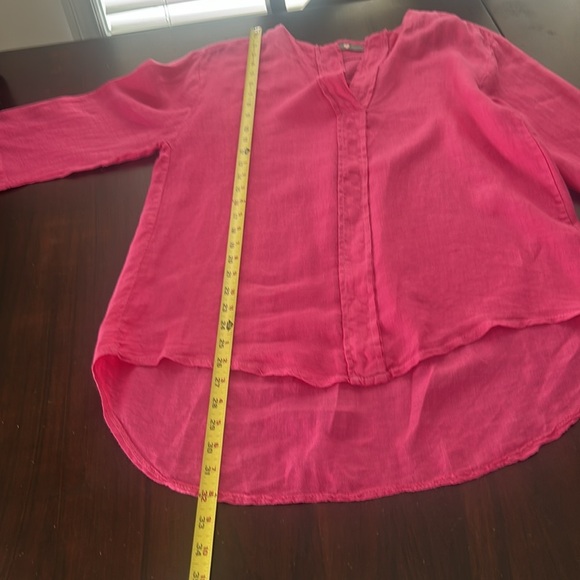 Linen Tunic Top 3/4 Sleeves Made in Italy Lagenlook Hot Pink Size M -L - Picture 8 of 12